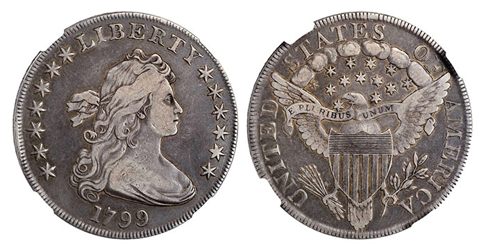 6. 1799 Silver Dollar in VF-30