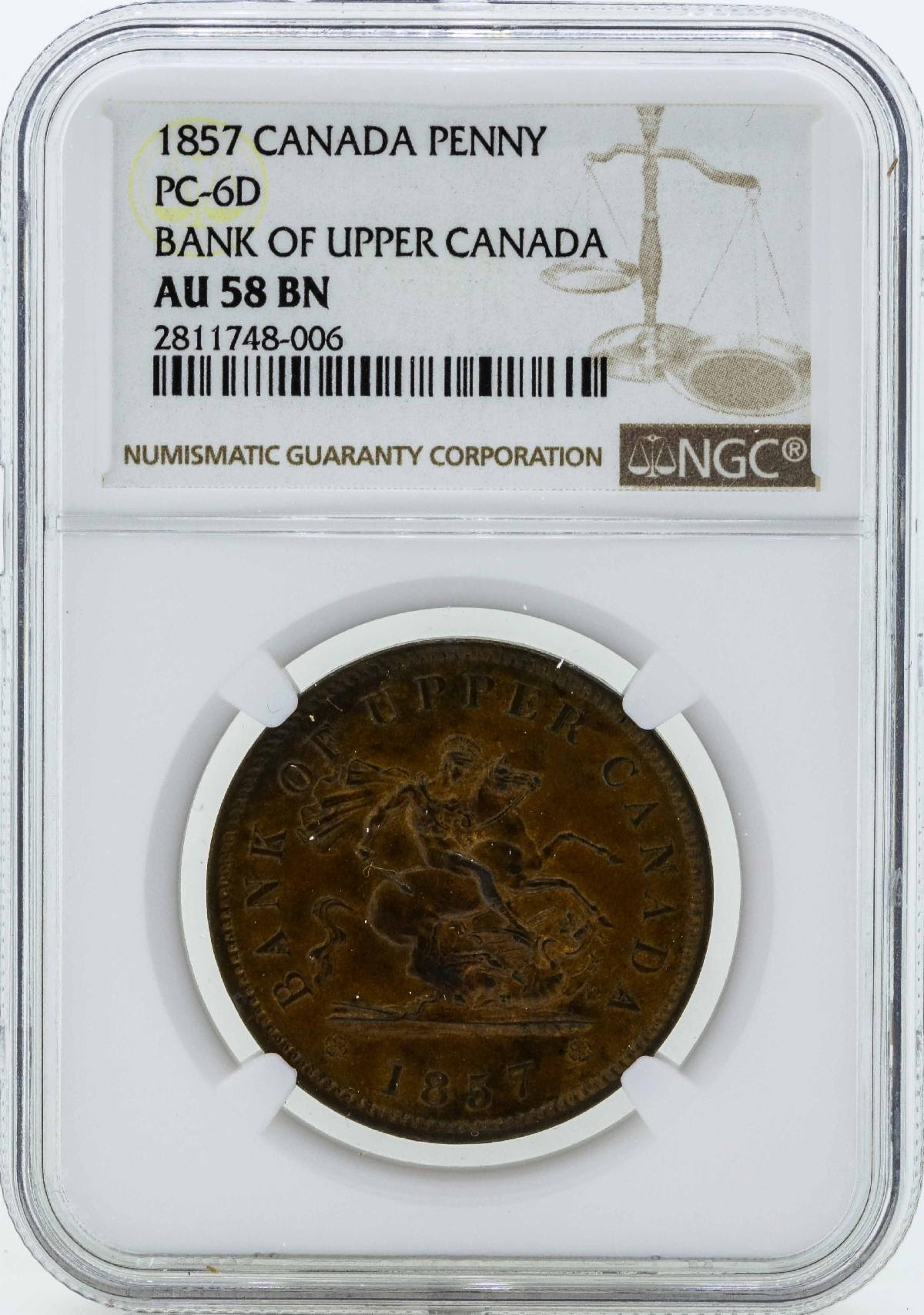 Canada 1857 Penny. Courtesy NCIC (Numismatic Crime Information Center), Doug Davis