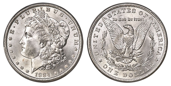 2. 1884 Morgan Dollar in MS-67