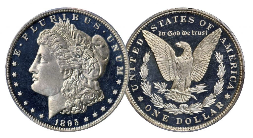 The rare 1895 Morgan dollar Proof.