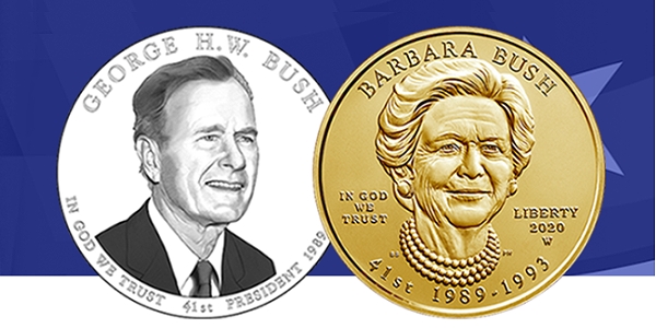 US Mint Announces Designs for George H.W. Bush Presidential $1 Coin, Barbara Bush First Spouse Gold Coin