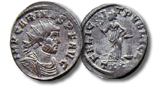 B. Antoniniani. Carinus with the reverse of Felicity leaning on a column, 4.0 grams, RIC 295, 283-5 C.E.
