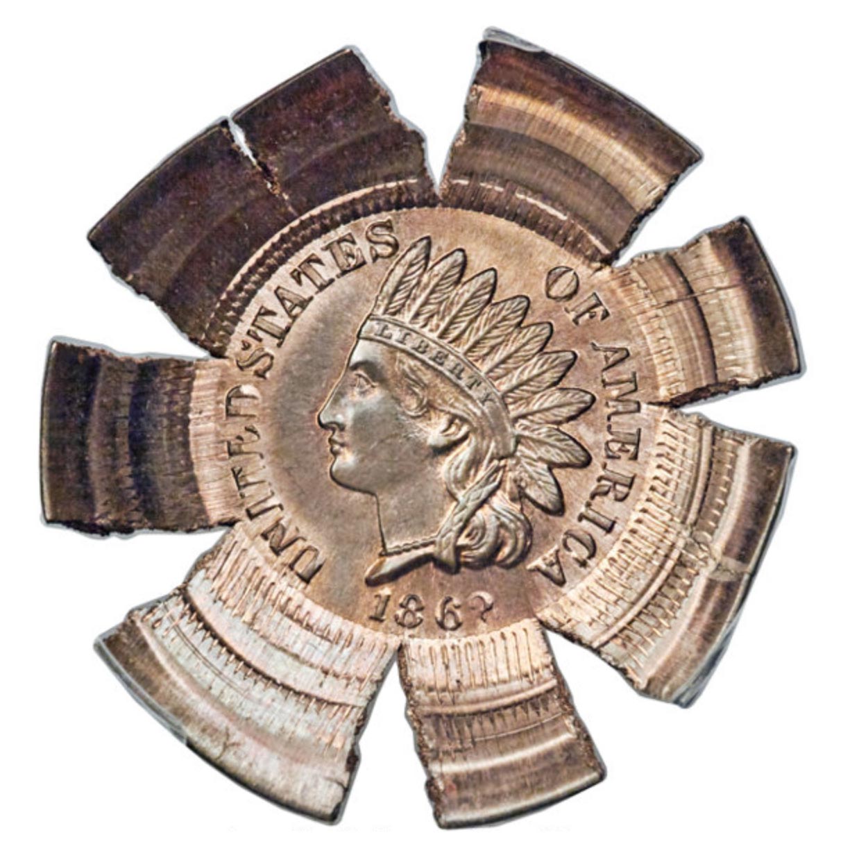 1862 Indian Head Cent Die Cap Error. Image: Heritage Auctions.