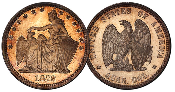 1872 "Amazonian" quarter dollar pattern. Image: PCGS.