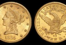 1884-CC $10 Liberty Head eagle PCGS MS-62+