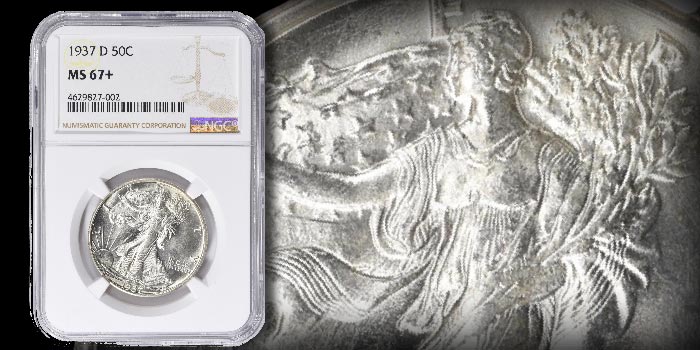Condition Rarity MS-67+ 1937-D Walking Liberty Half Dollar at GreatCollections