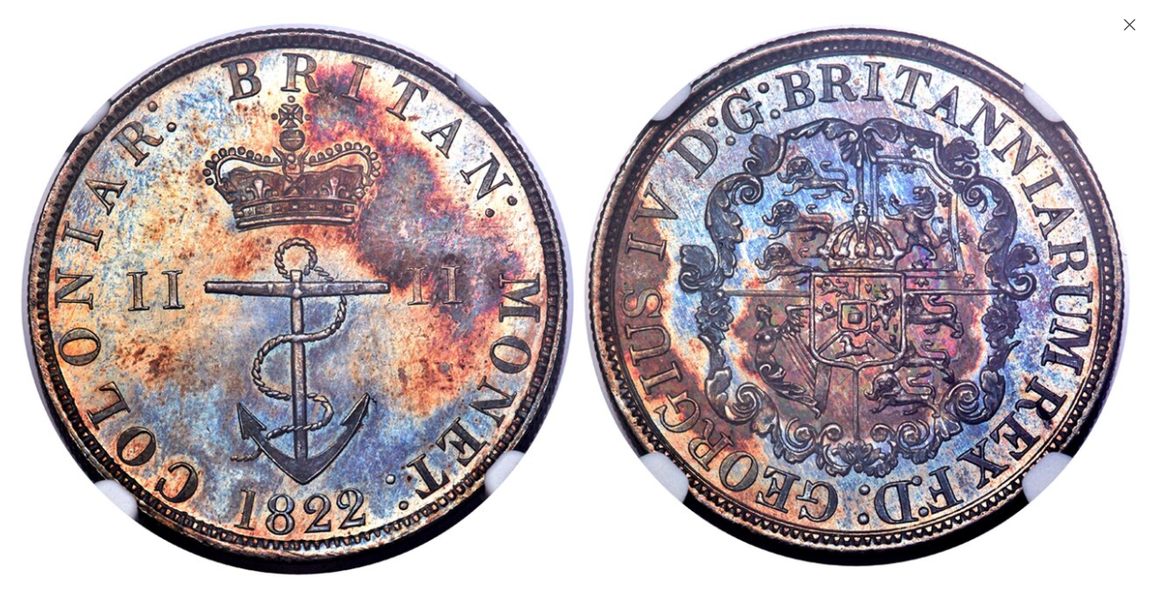 BRITISH WEST INDIES. 1822/1 AR 1/2 Dollar. NGC PR65. Atlas Numismatics