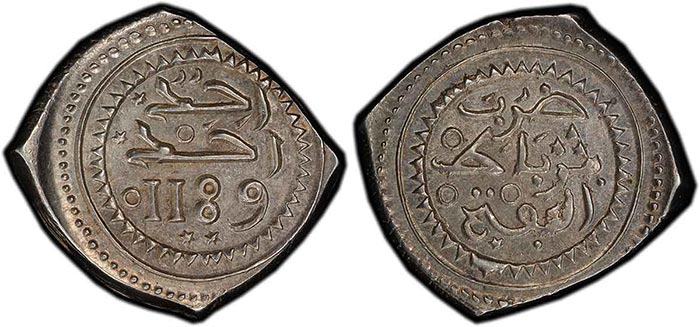 Morocco AH1189 (1775) Mitqal Rabat Mint, PCGS MS62. Image: PCGS.