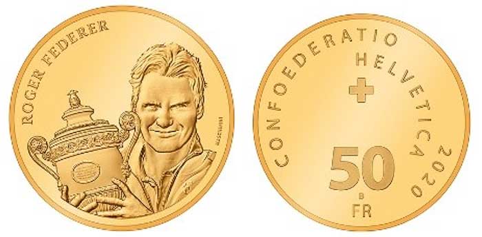 Roger Federer 50 Francs Gold Medal - Image: Swiss Mint.