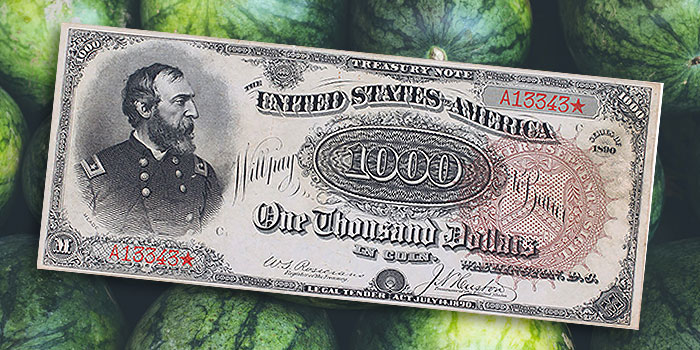 PCGS Grades Finest Example of Ultra-Rare 1890 Grand Watermelon Note