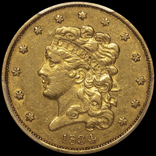 1834 CLASSIC $5.00 CROSS 4. Image courtesy Douglas Winter Numismatics (DWN)