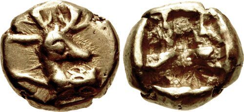 Ionia (?). Electrum Myshemihekte. Phanes. c. 625-600 BCE.