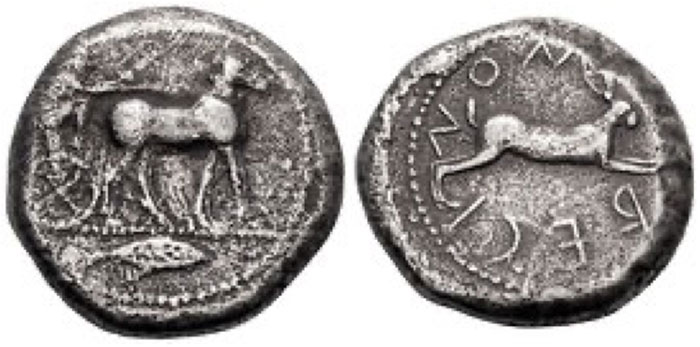 Bruttium, Rhegium; 480-466 BCE, Tetradrachm,