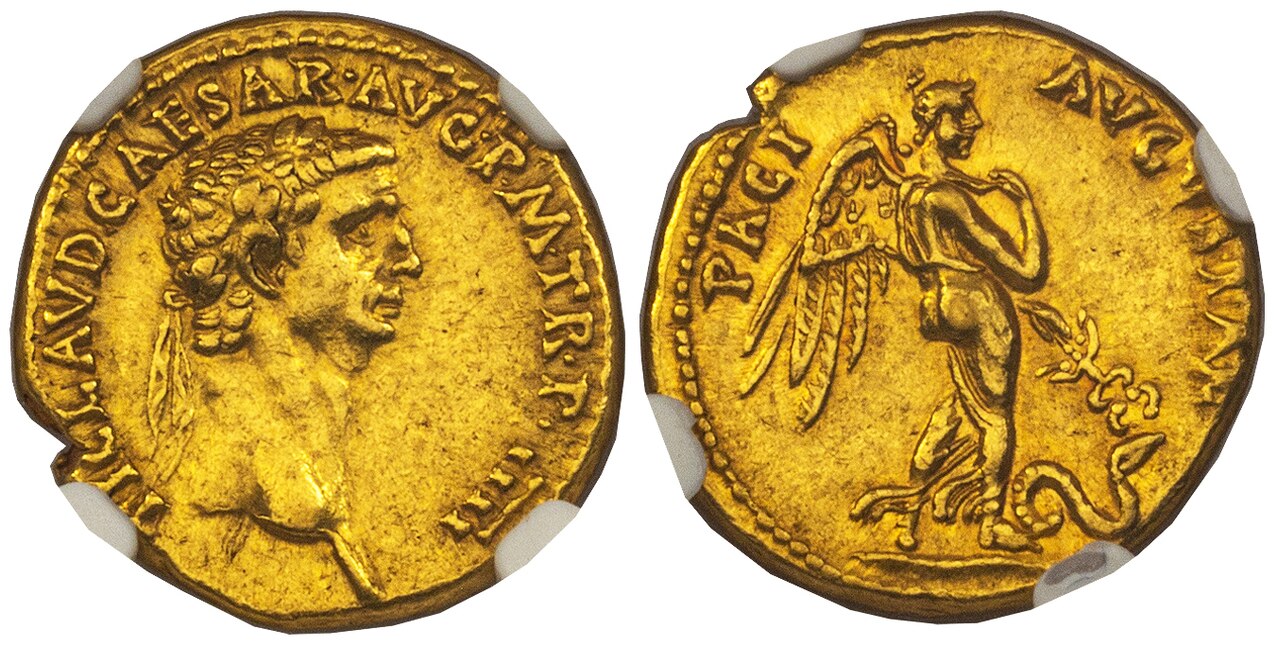 ROMAN IMPERIAL. Claudius. (Emperor, 41-54 AD). Struck 41-54 AD. AV Aureus. NGC AU (About Uncirculated) Strike 5/5 Surface 4/5. Courtesy Atlas Numismatics