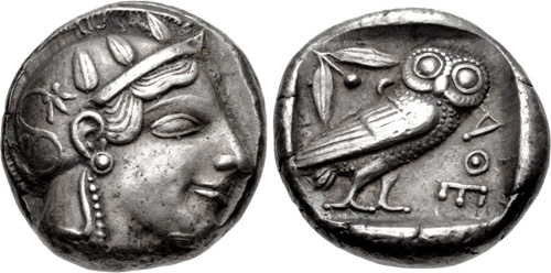 Athens.  AR Early Classical Tetradrachm.  c. 475-465 BCE.
