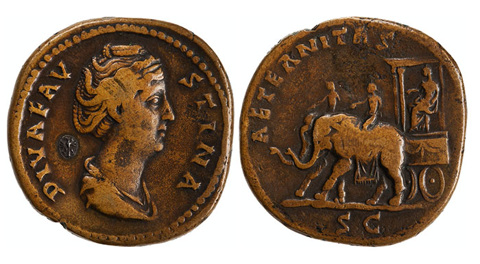 Rome, bronze sestertius for Diva Faustina I, 141 CE