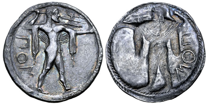 Lucania, Poseidonia AR Stater. Circa 530-500 BCE archaic.