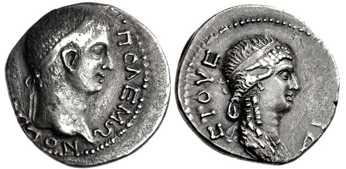 Figure 14. Pontus, Amisus? Polemo II, with AntoniaTryphaena (ca. CE 38–64). Silver drachm, dated RY 14 (AD 51/2). 