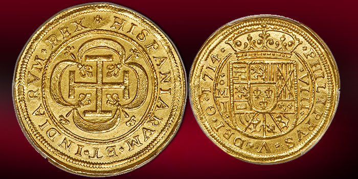 Heritage Offers Likely Finest Known Mexico 1714 Royal 8 Escudos