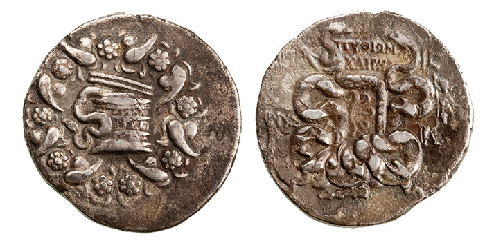 Figure 5. Silver cistophorus, Nysa, 68–67 BCE. ANS 2015.20.1344.
