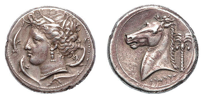 Siculo-Punic, Entella, c. 320-300 BCE. Silver tetradrachm.