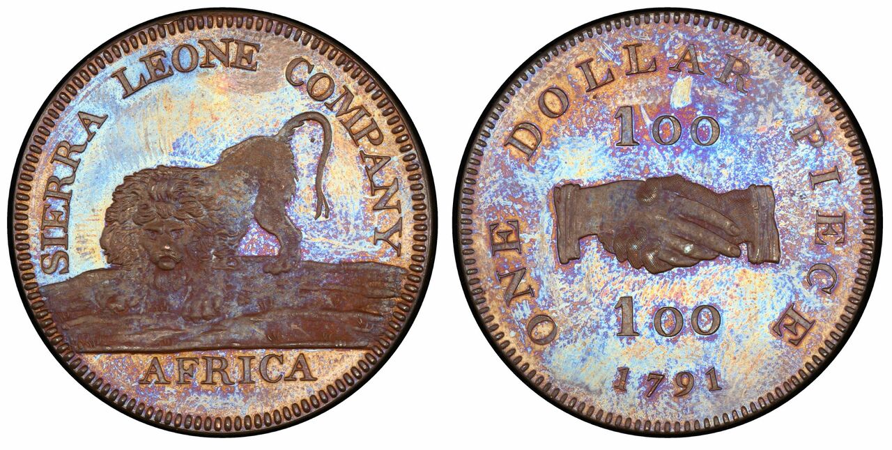 SIERRA LEONE. 1791 Bronzed AE Dollar. PCGS PR65. Soho mint (Birmingham). Images courtesy Atlas Numismatics