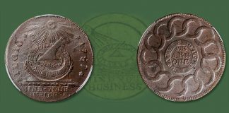 Choice Mint State 1787 Fugio Copper in Stack's Bowers March 2021 Showcase Auction