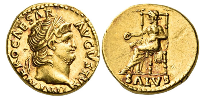 Nero, 54-68. Aureus (Gold, 18 mm, 7.29 g, 3 h), Rome, 66-67. Image: CNG.