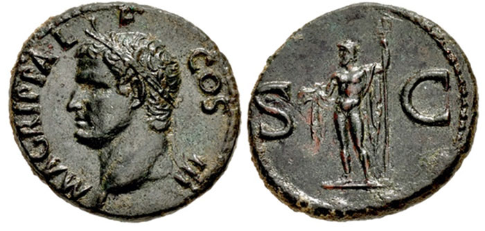 Agrippa. Died 12 BC. Æ As (27mm, 11.53 g, 6h). Rome mint. Struck under Gaius (Caligula), AD 37-41.