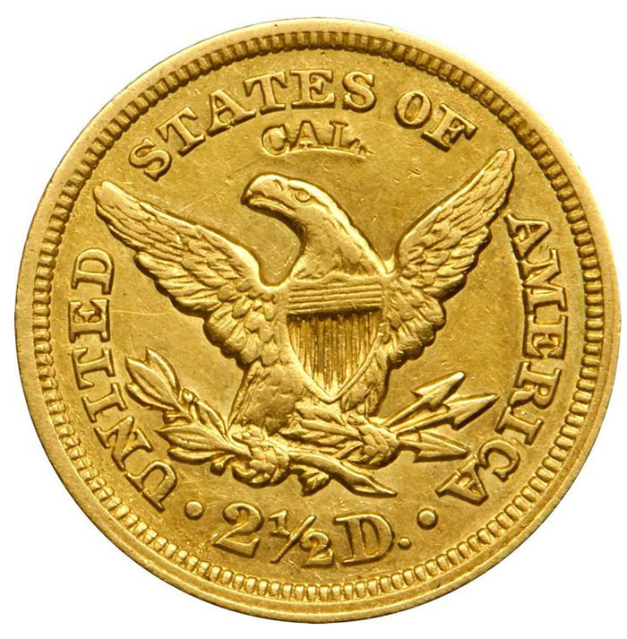 1848 CAL quarter eagle reverse
