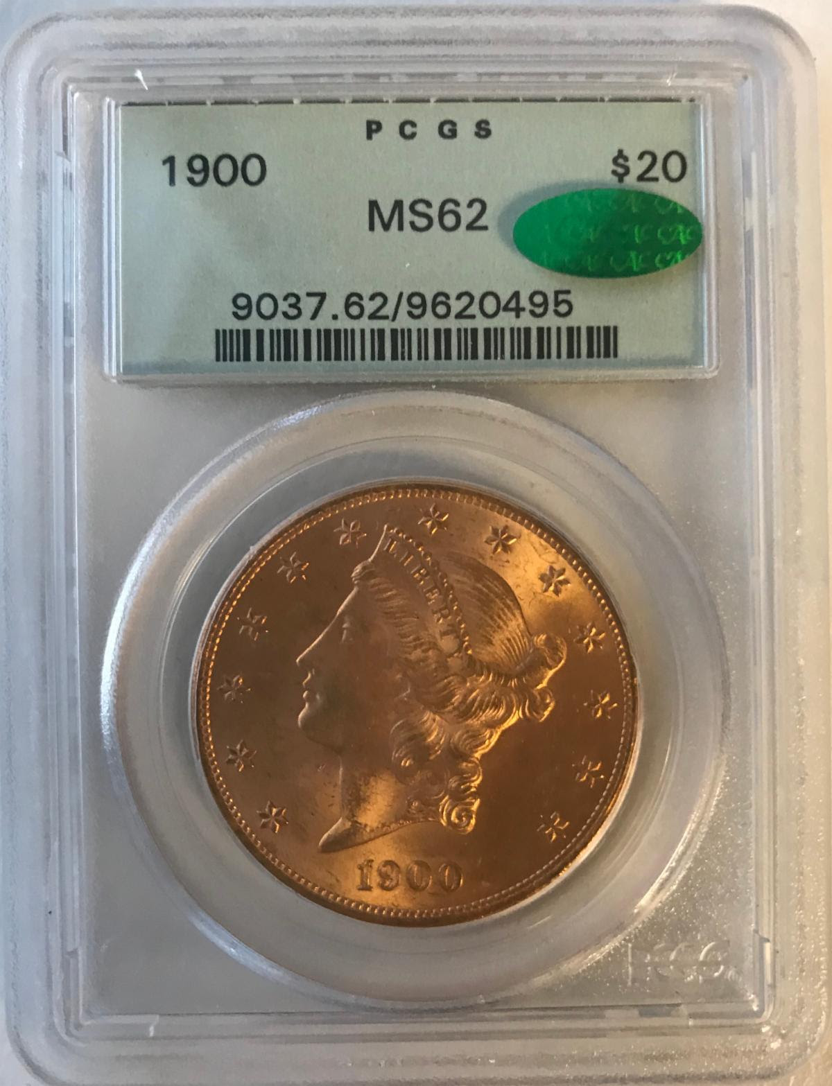1900 $20 gold coin, image courtesy Numismatic Crime Information Center, Doug Davis