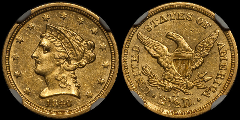 1840-D $2.50 NGC MS60. Images courtesy Doug Winter