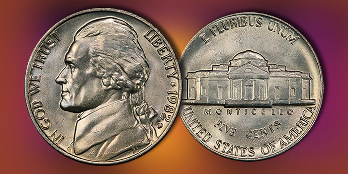 1982-D Denver AU to XF's Jefferson Nickel Five Cent Coin! 