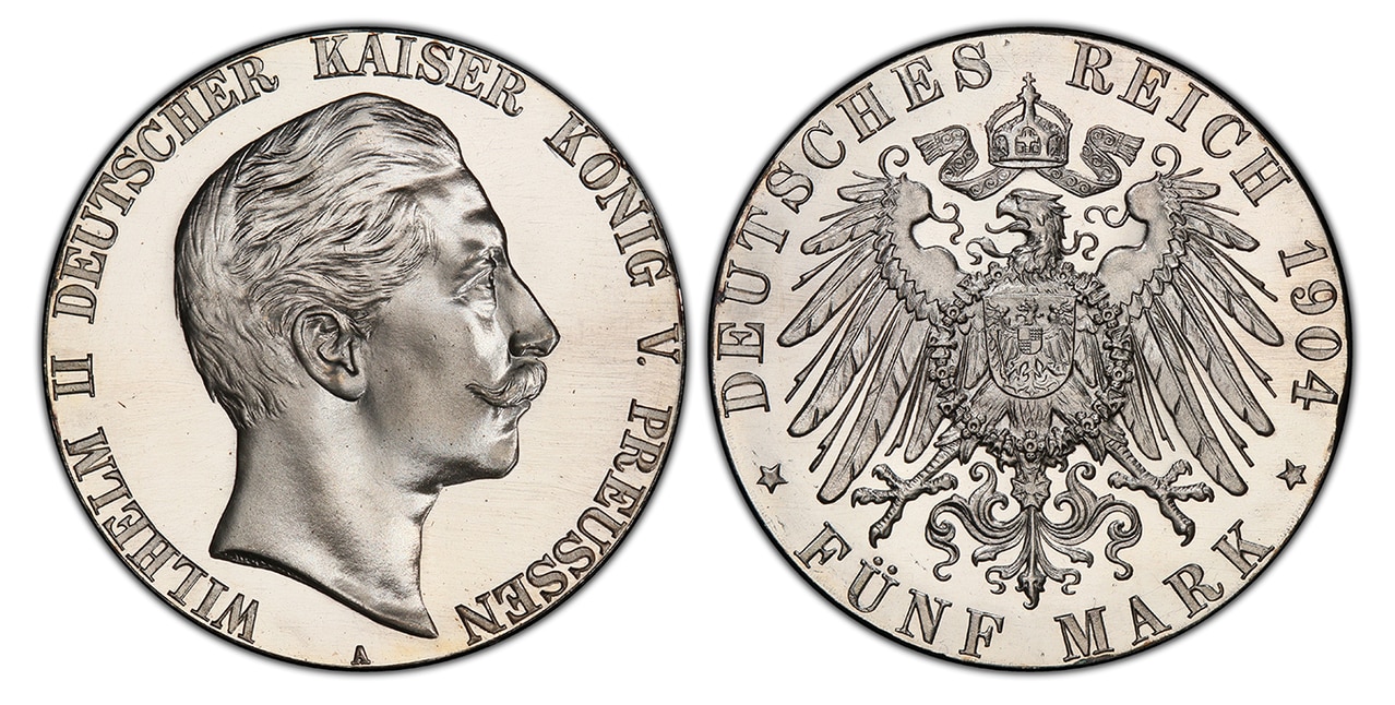 GERMAN STATES. Prussia. Wilhelm II. (King, 1888-1918). 1904-A AR 5 Mark. PCGS SP67. Atlas Numismatics