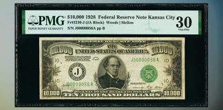 United States $10,000 Federal Reserve Note Realizes Record Price of $456,000