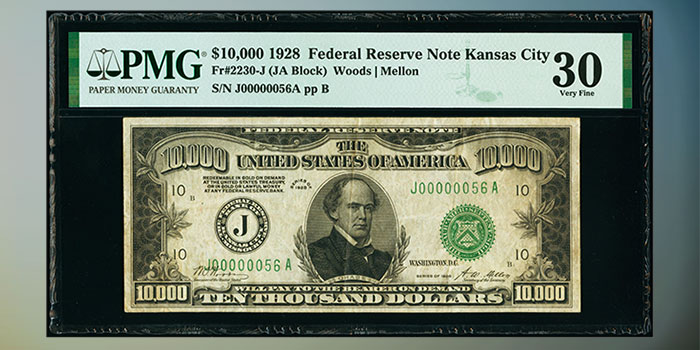 United States $10,000 Federal Reserve Note Realizes Record Price of $456,000