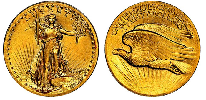 1907 High Relief Saint-Gaudens $20 Double Eagle Gold Coin