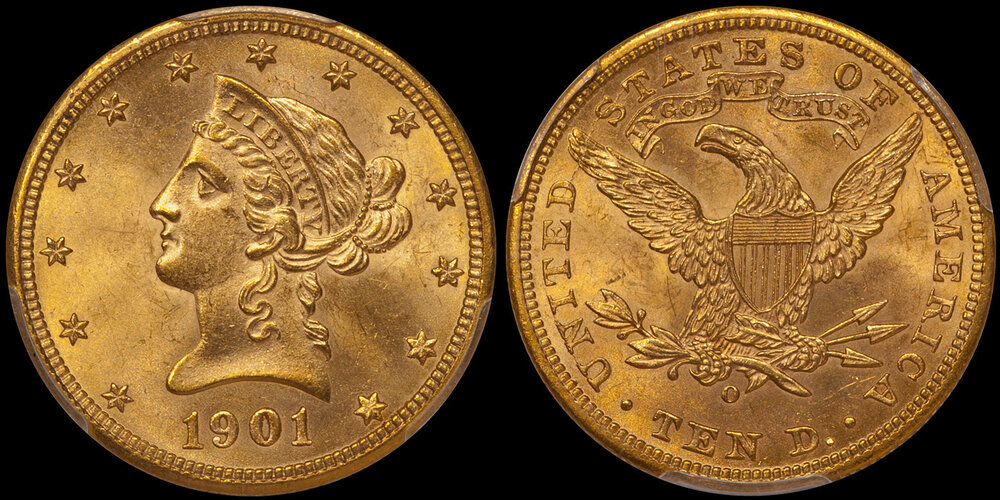 1901-O $10.00 PCGS MS64 CAC. Images courtesy Douglas Winter Numismatics (DWN)