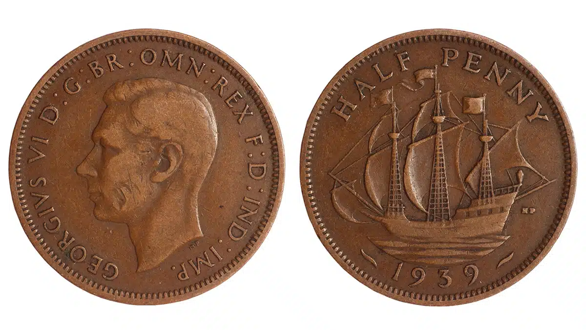 1939 British half penny. Image: Adobe Stock.
