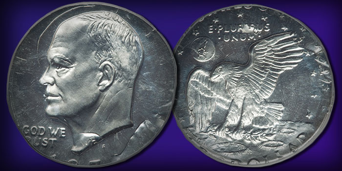 Mike Byers Mint Error News - Proof San Francisco Eisenhower Dollar Double Struck on Aluminum Token