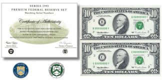 Solid Serial Number 9 $10 BEP Premium Set Featured in Stack’s Bowers August ANA Auction