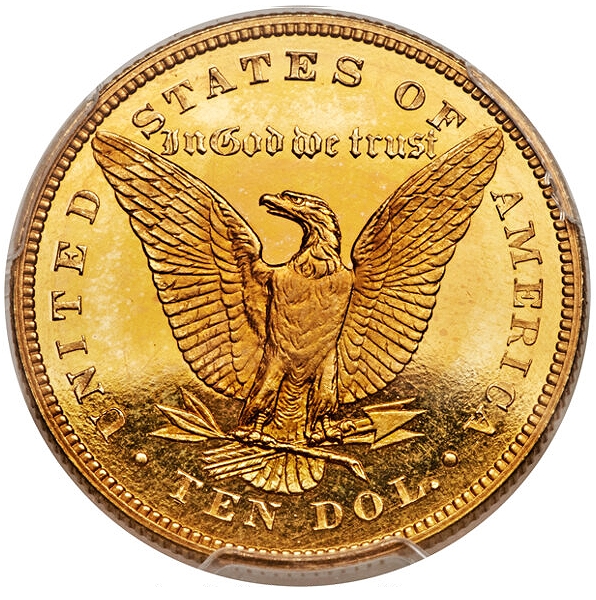 1878 Morgan $ 10 patrón golpeado en oro ofrecido en Heritage ANA Signature Auction
