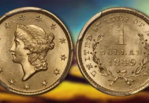 1849 Gold Dollar. Image: Douglas Winter Numismatics / CoinWeek.