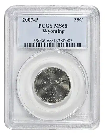 2007-P Wyoming State Quarter graded PCGS MS68. Image: GreatCollections.