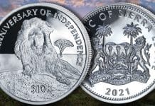 Lion in the Mountains $10 Silver Coin Commemorates 60 Years of Independence of Sierra Leone
