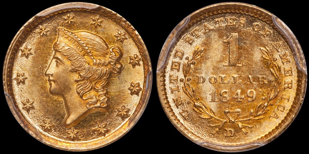 1849-D $1.00 PCGS MS65. Images courtesy Doug Winter