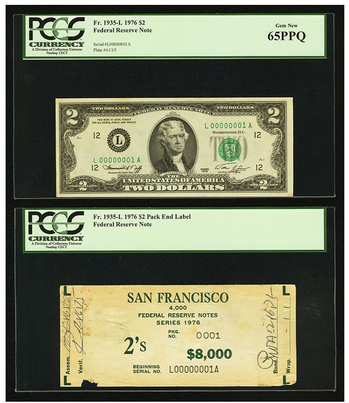$2 Bill Lot (2) 1995 Robert E. Rubin Two-Dollar Bills Sequential Serials  Crisp