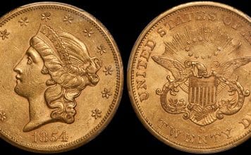 San Francisco Double Eagles: A Date by Date Analysis Part One - 1854-S $20.00 PCGS AU58 CAC. Images courtesy Doug Winter