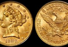 A Coin That Personifies the "New Rare Gold Market" - 1888 $5.00 PCGS MS65 CAC, Old Green Holder. Image courtesy Stack's Bowers Galleries