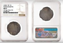 Recently Discovered Finest Known "NE" Massachusetts Shilling Certified by NGC